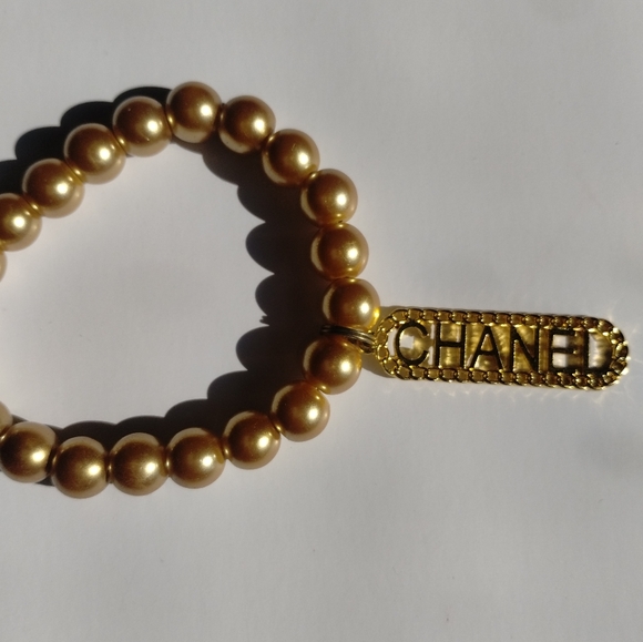 Golden Pearl 4pc Fashion Charm Bracelet Set, rhinestones, Dangle Charms *NEW* - Picture 5 of 6